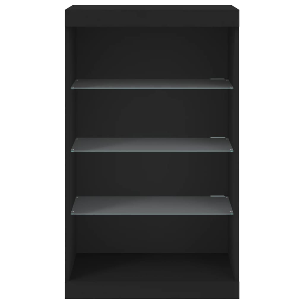 Servantă cu lumini LED, negru, 60,5x37x100 cm - Lando