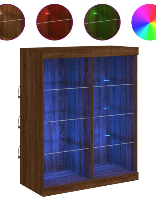 Încărcați imaginea în vizualizatorul Galerie, Servantă cu lumini LED, stejar maro, 81x37x100 cm - Lando
