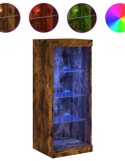 Încărcați imaginea în vizualizatorul Galerie, Servantă cu lumini LED, stejar fumuriu, 41x37x100 cm - Lando
