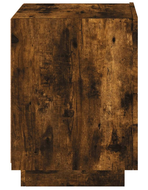 Încărcați imaginea în vizualizatorul Galerie, Noptieră cu lumini LED, stejar fumuriu, lemn prelucrat - Lando
