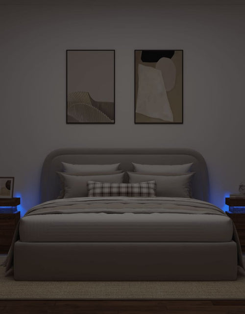Încărcați imaginea în vizualizatorul Galerie, Noptiere cu lumini LED, 2 buc., stejar maro, 35x39x55 cm - Lando
