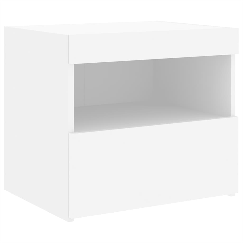 Noptiere cu lumini LED, 2 buc., alb, 50x40x45 cm - Lando