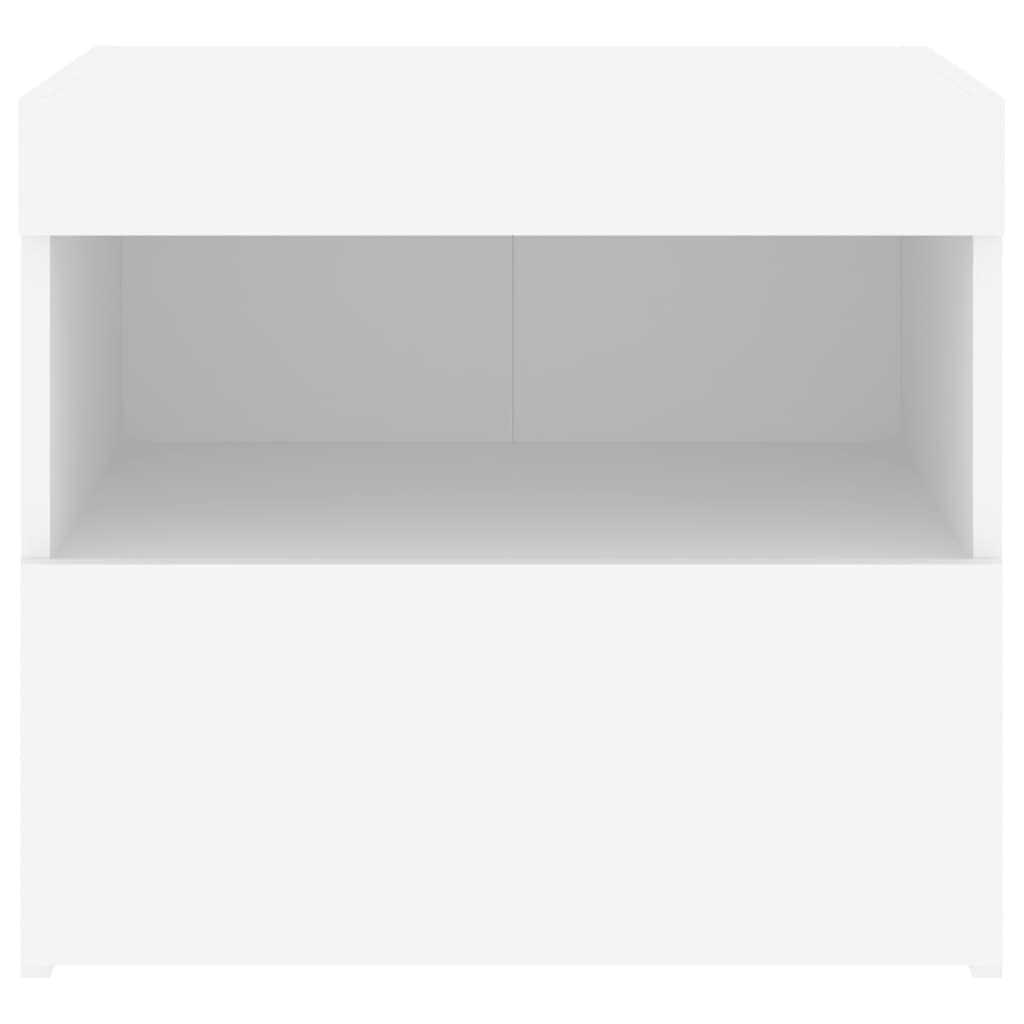 Noptiere cu lumini LED, 2 buc., alb, 50x40x45 cm - Lando