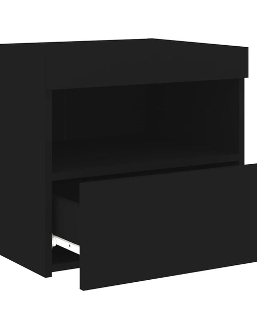 Încărcați imaginea în vizualizatorul Galerie, Noptiere cu lumini LED, 2 buc., negru, 50x40x45 cm - Lando
