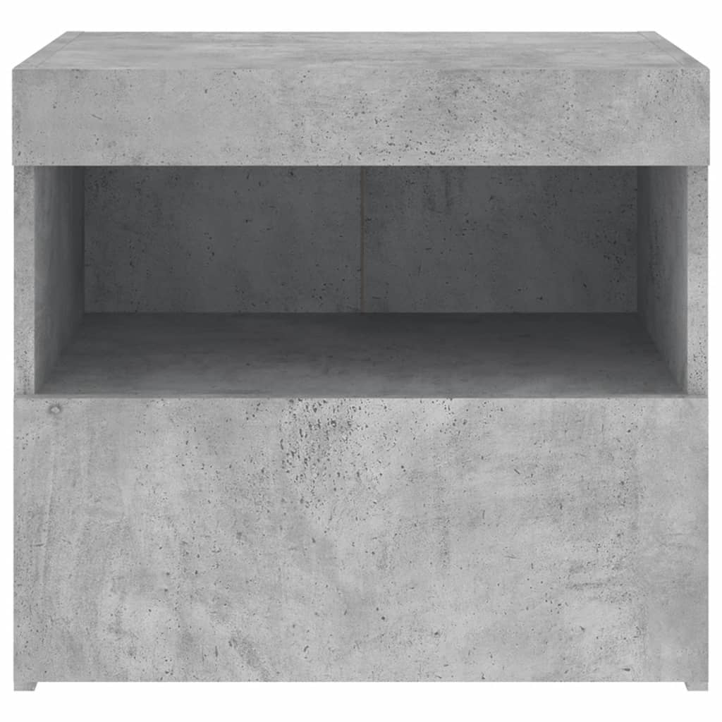 Noptiere cu lumini LED, 2 buc., gri beton, 50x40x45 cm - Lando