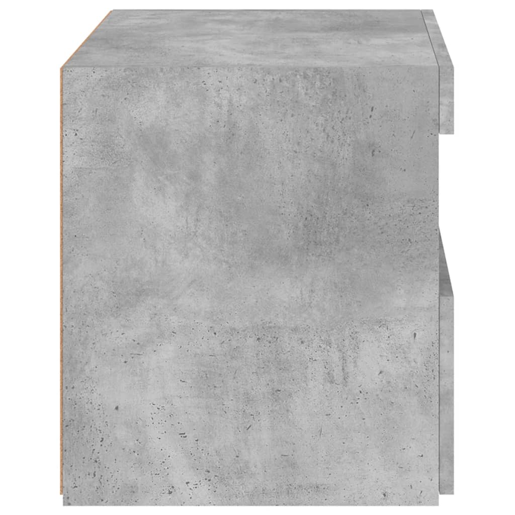 Noptiere cu lumini LED, 2 buc., gri beton, 50x40x45 cm - Lando