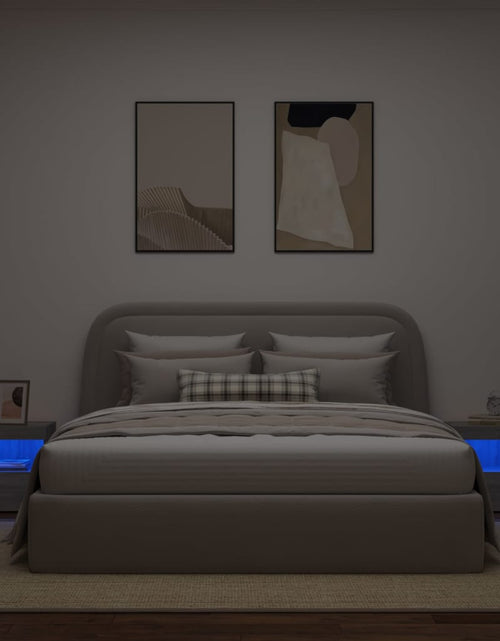 Încărcați imaginea în vizualizatorul Galerie, Noptiere cu lumini LED, 2 buc., gri sonoma, 50x40x45 cm - Lando
