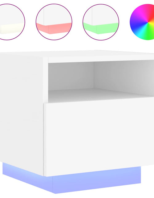 Încărcați imaginea în vizualizatorul Galerie, Noptiere cu lumini LED, 2 buc., alb, 40x39x37 cm - Lando
