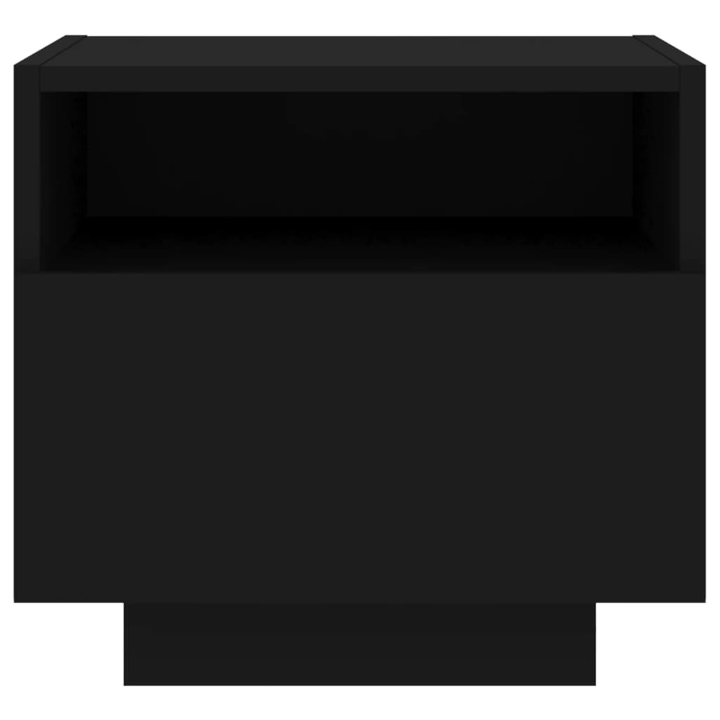 Noptiere cu lumini LED, 2 buc., negru, 40x39x37 cm - Lando