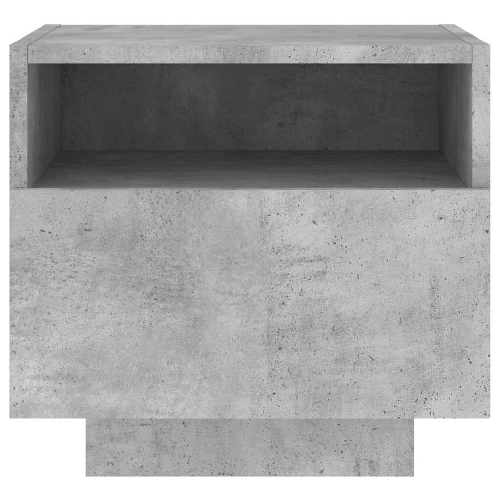 Noptiere cu lumini LED, 2 buc., gri beton, 40x39x37 cm - Lando