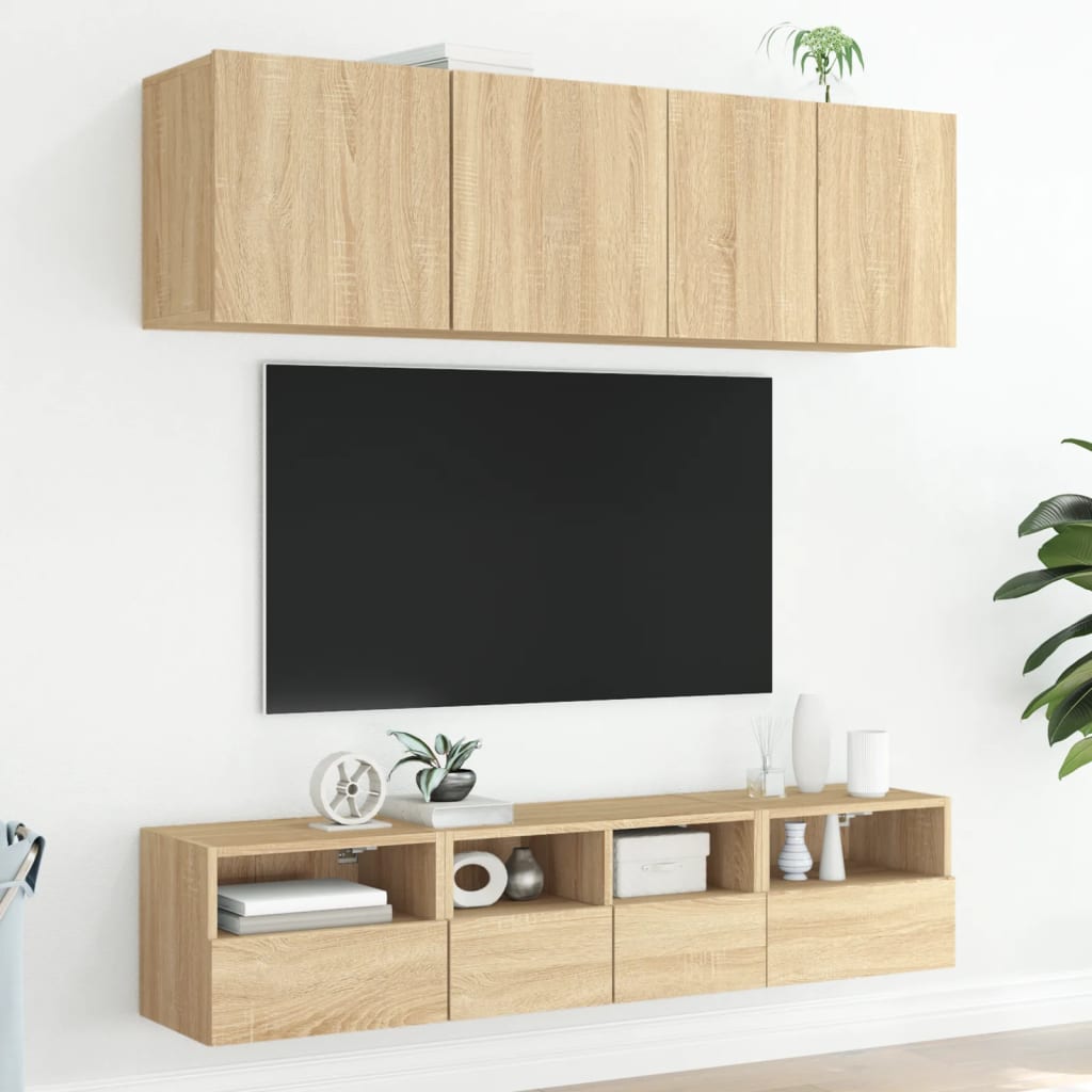 Comode TV de perete, 2 buc., stejar sonoma, 40x30x30 cm, lemn - Lando