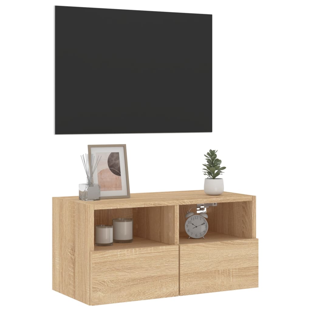 Comodă TV de perete, stejar sonoma, 60x30x30 cm, lemn prelucrat - Lando
