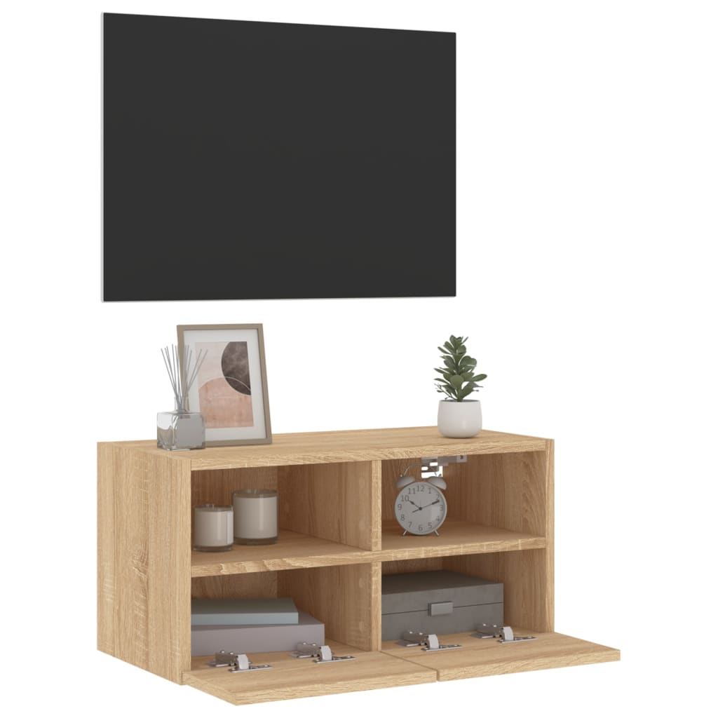 Comodă TV de perete, stejar sonoma, 60x30x30 cm, lemn prelucrat - Lando
