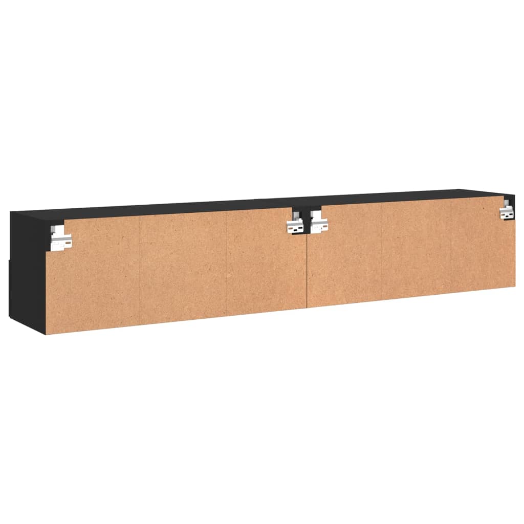 Comode TV de perete, 2 buc., negru, 80x30x30 cm, lemn prelucrat - Lando