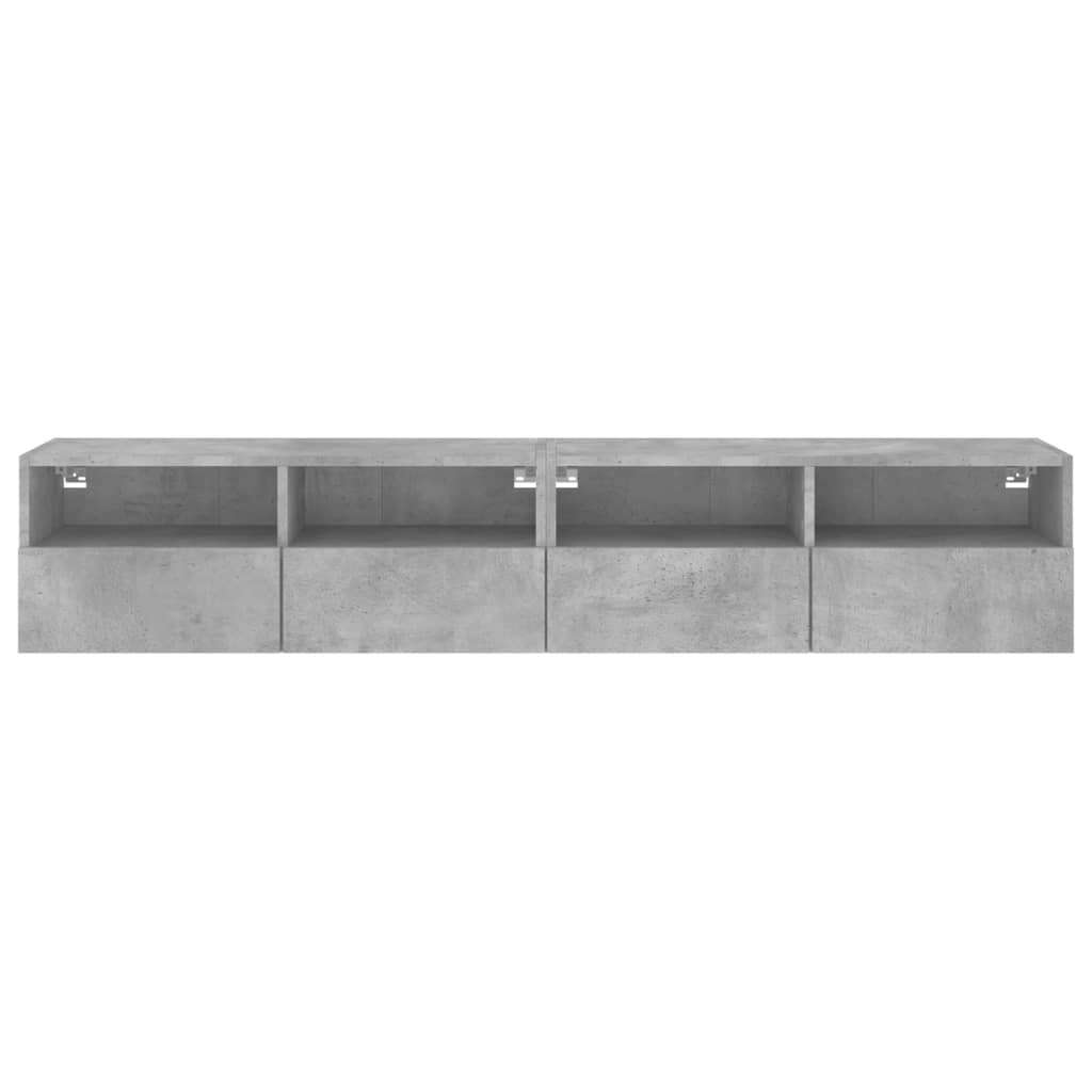 Comode TV de perete, 2 buc., gri beton, 80x30x30 cm, lemn - Lando