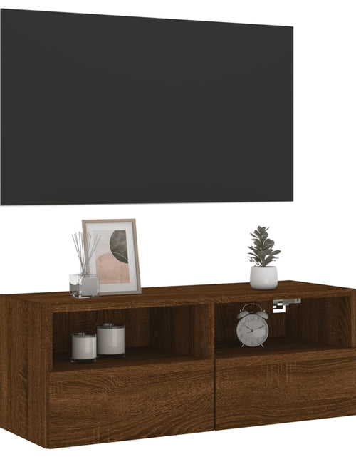 Încărcați imaginea în vizualizatorul Galerie, Comodă TV de perete, stejar maro, 80x30x30 cm lemn, prelucrat - Lando
