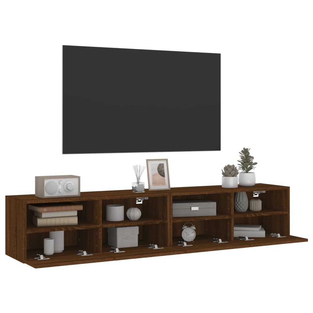 Comodă TV de perete, 2 buc., stejar maro, 80x30x30 cm, lemn - Lando