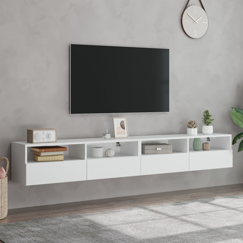 Dulapuri TV de perete 2 buc. alb 100x30x30 cm lemn compozit - Lando