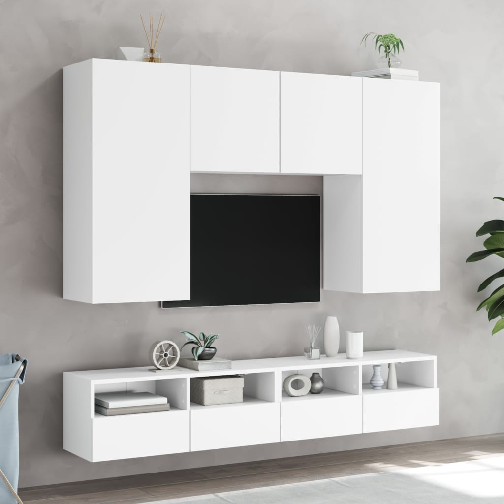 Dulapuri TV de perete 2 buc. alb 100x30x30 cm lemn compozit - Lando
