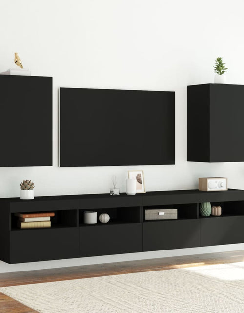 Încărcați imaginea în vizualizatorul Galerie, Comode TV de perete, 2 buc. negru, 40,5x30x60 cm lemn prelucrat - Lando
