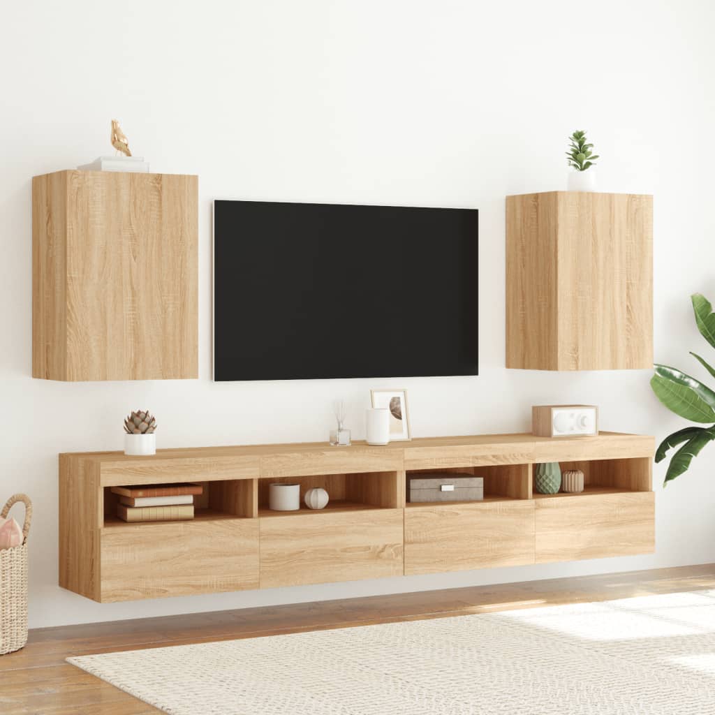 Comode TV de perete, 2 buc., stejar sonoma, 40,5x30x60 cm, lemn - Lando