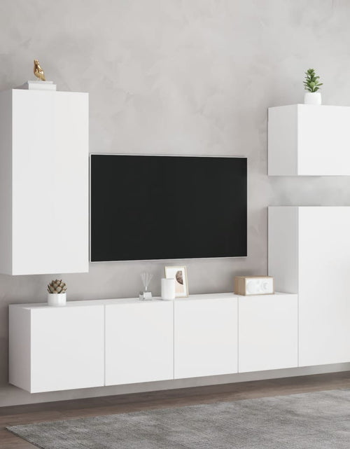 Загрузите изображение в средство просмотра галереи, Comodă TV de perete, alb, 40,5x30x90 cm, lemn prelucrat - Lando
