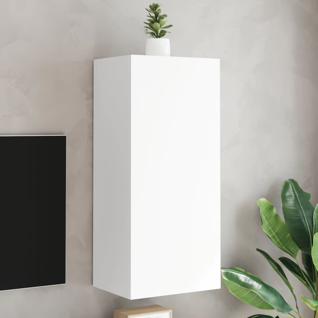 Comodă TV de perete, alb, 40,5x30x90 cm, lemn prelucrat - Lando