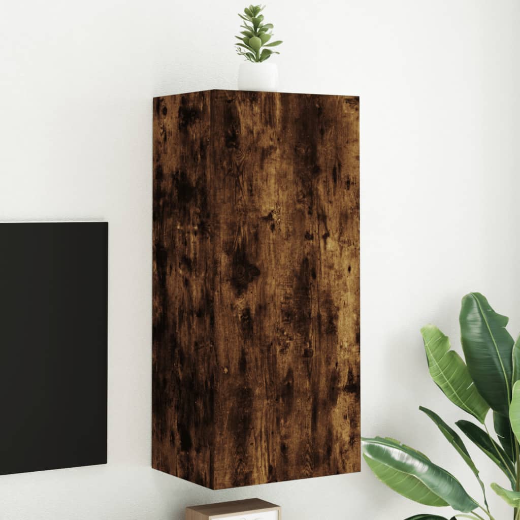 Comodă TV de perete stejar fumuriu 40,5x30x90 cm lemn prelucrat - Lando