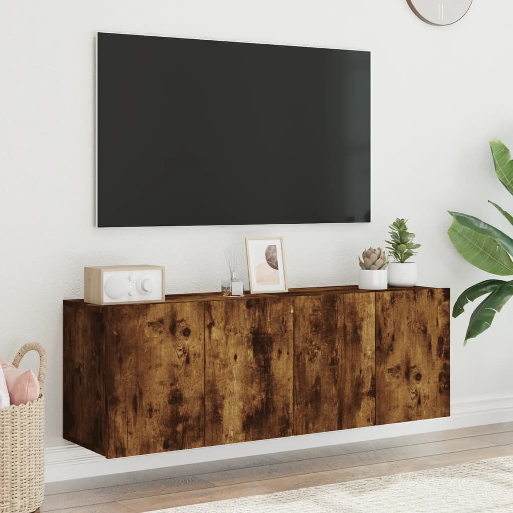 Comodă TV de perete, 2 buc. stejar fumuriu, 60x30x41 cm - Lando