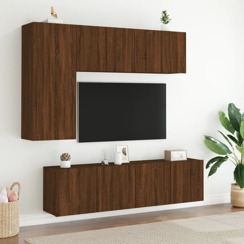 Comodă TV de perete, 2 buc. stejar maro, 60x30x41 cm - Lando