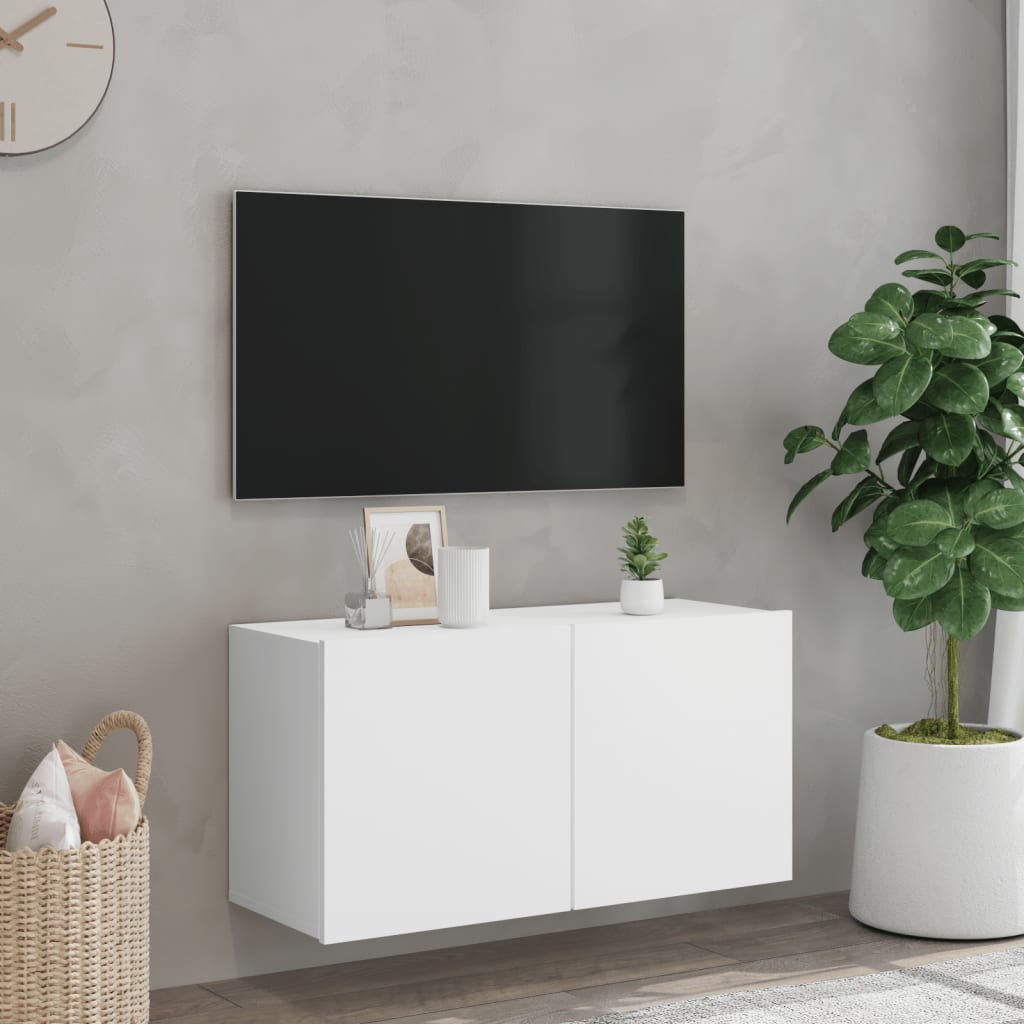 Comodă TV de perete, alb, 80x30x41 cm - Lando