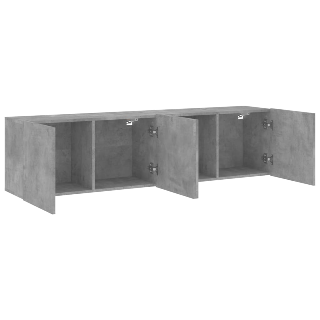 Comodă TV de perete, 2 buc. gri beton, 80x30x41 cm - Lando