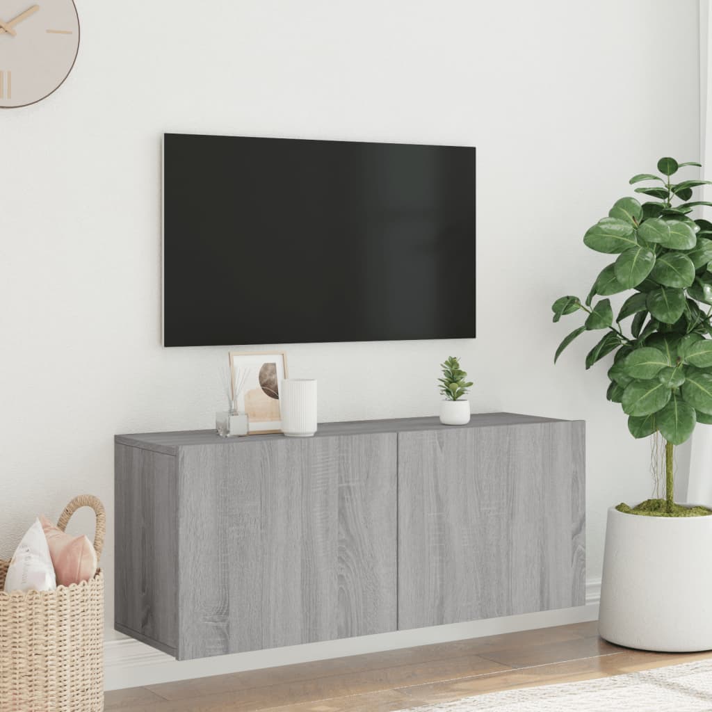 Comodă TV de perete, gri sonoma, 100x30x41 cm - Lando