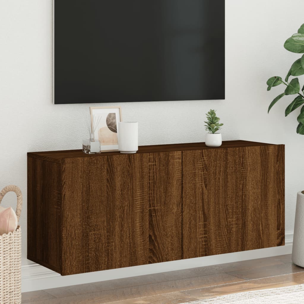 Comodă TV de perete, stejar maro, 100x30x41 cm - Lando