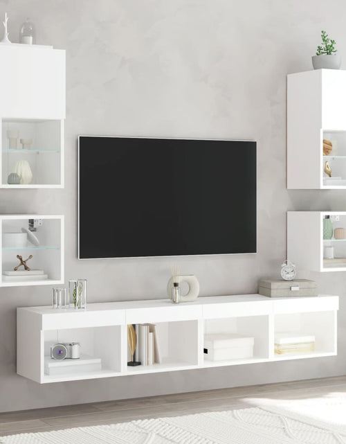 Загрузите изображение в средство просмотра галереи, Comode TV de perete cu lumini LED, alb, 30x28,5x30 cm - Lando
