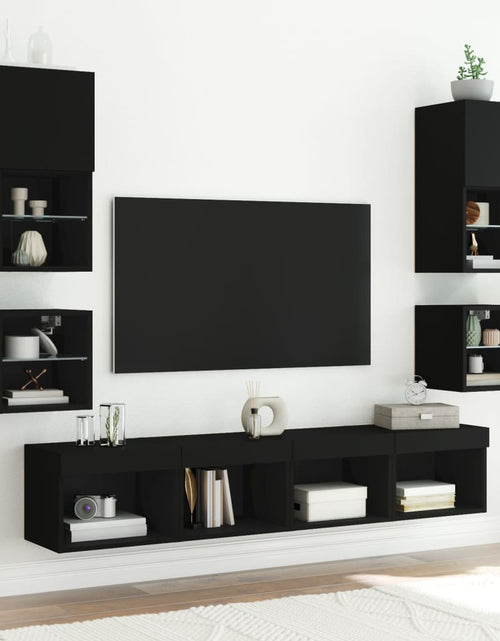 Загрузите изображение в средство просмотра галереи, Comodă TV de perete cu lumini LED, negru, 30x28,5x30 cm - Lando
