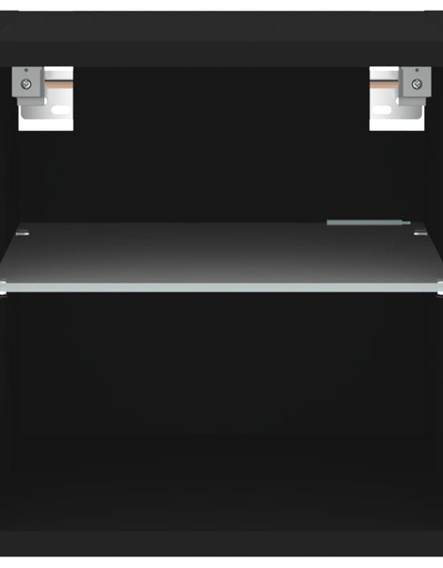 Загрузите изображение в средство просмотра галереи, Comodă TV de perete cu lumini LED, negru, 30x28,5x30 cm - Lando
