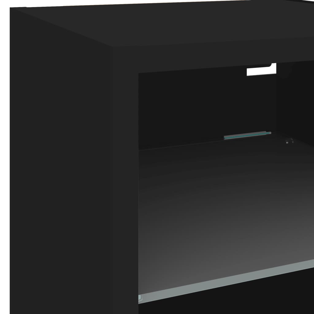 Comodă TV de perete cu lumini LED, negru, 30x28,5x30 cm - Lando