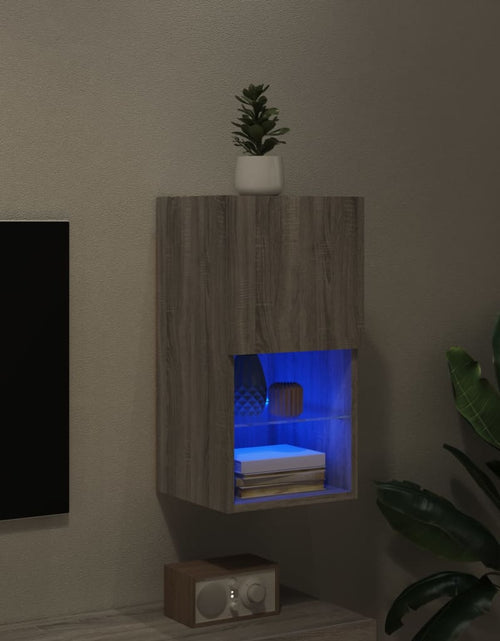 Încărcați imaginea în vizualizatorul Galerie, Comodă TV cu lumini LED, gri sonoma, 30,5x30x60 cm - Lando
