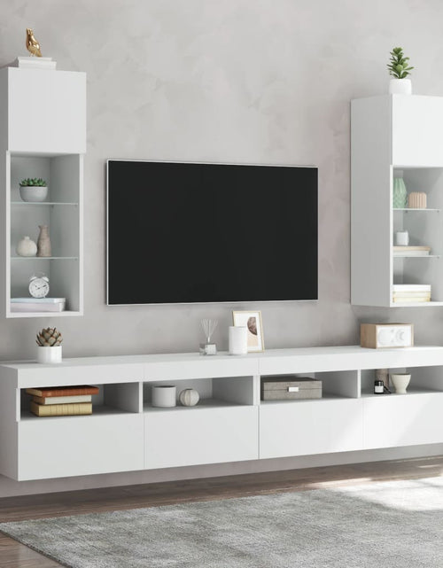 Загрузите изображение в средство просмотра галереи, Comodă TV cu lumini LED, alb, 30,5x30x90 cm - Lando
