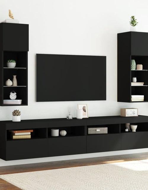 Încărcați imaginea în vizualizatorul Galerie, Comodă TV cu lumini LED, negru, 30,5x30x90 cm - Lando
