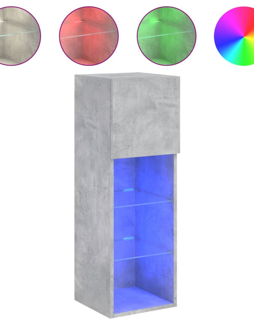 Încărcați imaginea în vizualizatorul Galerie, Comode TV cu lumini LED, 2 buc., gri beton, 30,5x30x90 cm - Lando
