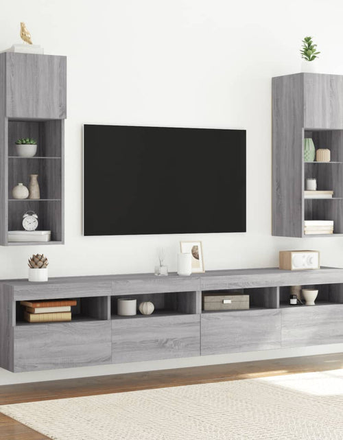 Загрузите изображение в средство просмотра галереи, Comodă TV cu lumini LED, gri sonoma, 30,5x30x90 cm - Lando
