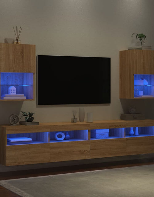 Загрузите изображение в средство просмотра галереи, Comode TV cu lumini LED, 2 buc., stejar sonoma, 40,5x30x60 cm - Lando
