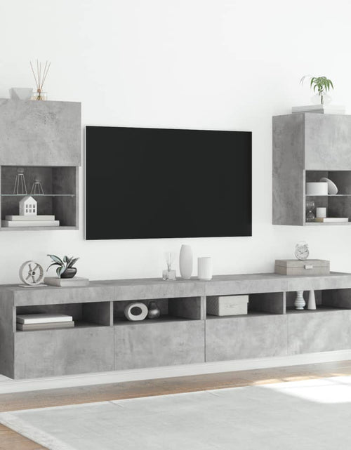 Загрузите изображение в средство просмотра галереи, Comodă TV cu lumini LED, gri beton, 40,5x30x60 cm - Lando
