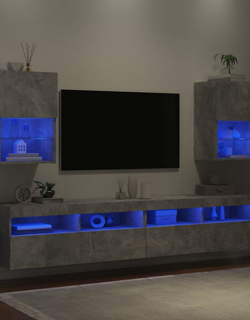 Încărcați imaginea în vizualizatorul Galerie, Comode TV cu lumini LED, 2 buc., gri beton, 40,5x30x60 cm - Lando
