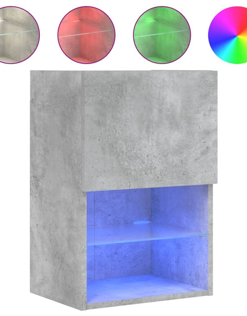 Încărcați imaginea în vizualizatorul Galerie, Comode TV cu lumini LED, 2 buc., gri beton, 40,5x30x60 cm - Lando
