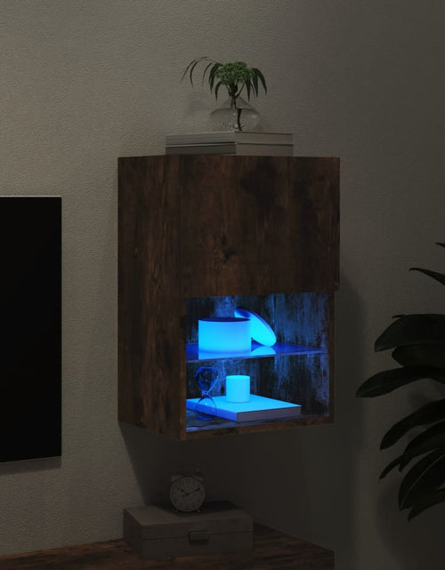 Încărcați imaginea în vizualizatorul Galerie, Comodă TV cu lumini LED, stejar fumuriu, 40,5x30x60 cm - Lando
