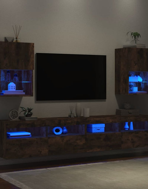 Загрузите изображение в средство просмотра галереи, Comode TV cu lumini LED, 2 buc., stejar fumuriu, 40,5x30x60 cm - Lando
