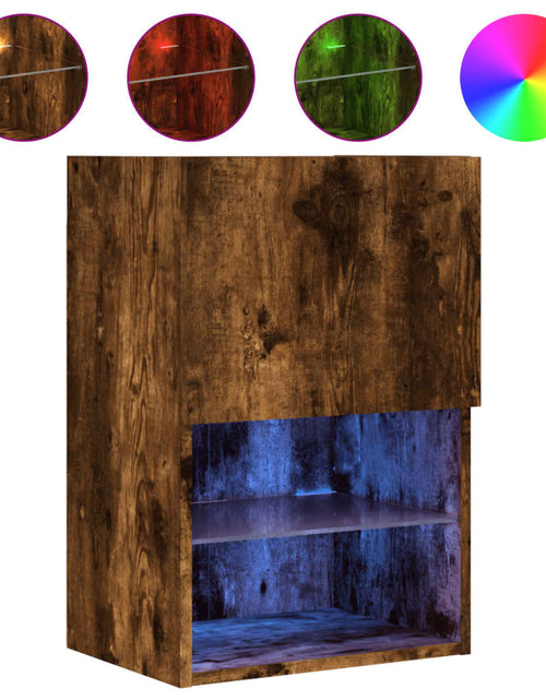 Încărcați imaginea în vizualizatorul Galerie, Comode TV cu lumini LED, 2 buc., stejar fumuriu, 40,5x30x60 cm - Lando
